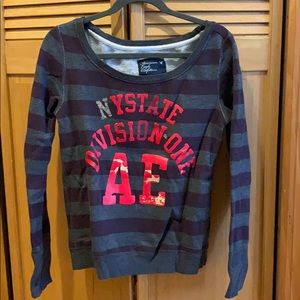 Long sleeved striped sweatshirt
